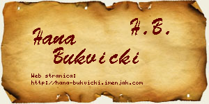 Hana Bukvički vizit kartica